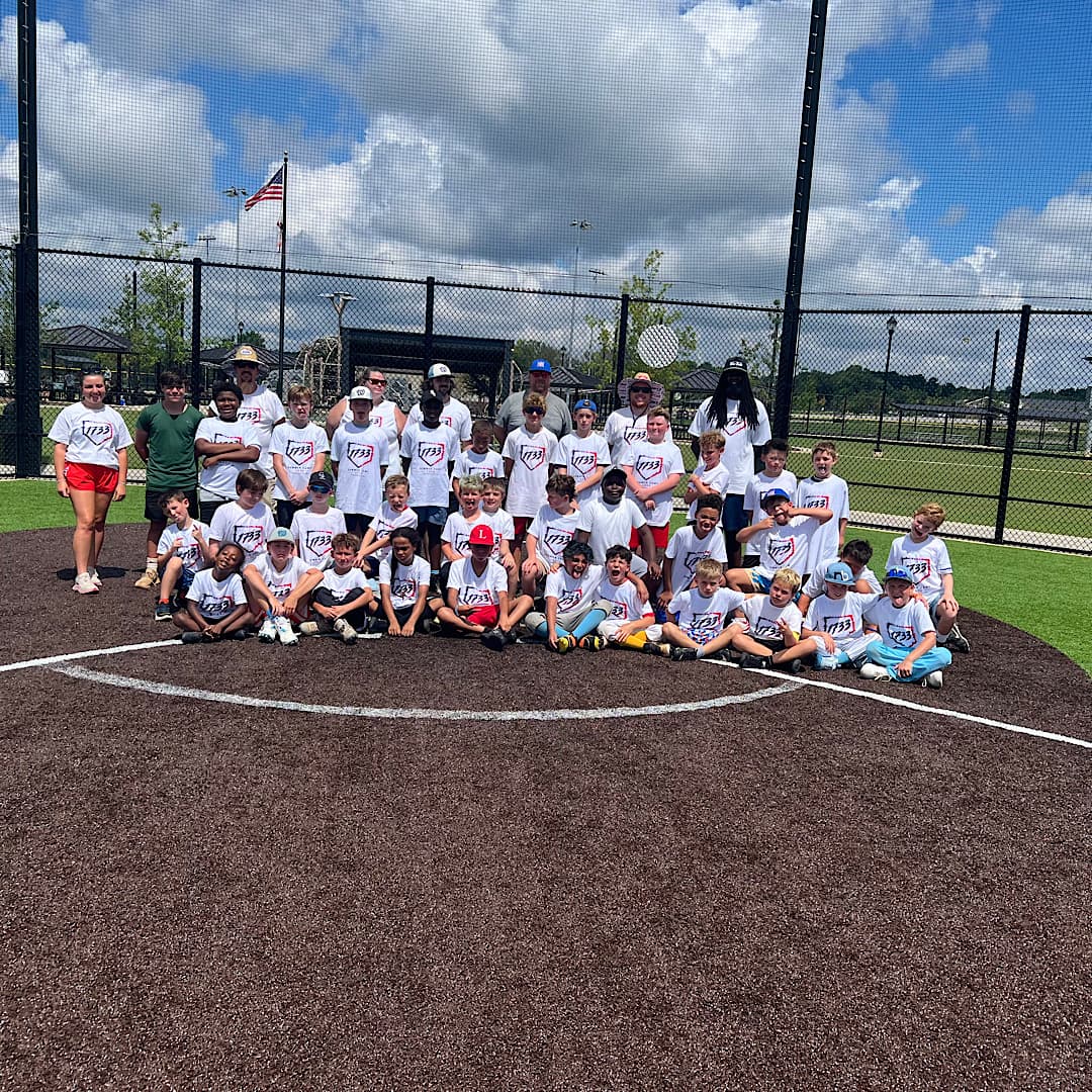 Players and coaches together at 1733 Baseball camp